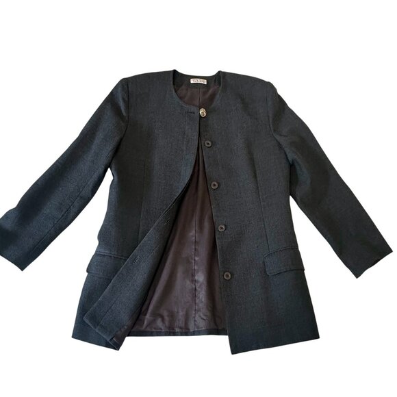 Vintage Talbots Pure Wool Hidden Button Front Blazer Jacket Size 14 Office Siren - Picture 3 of 12